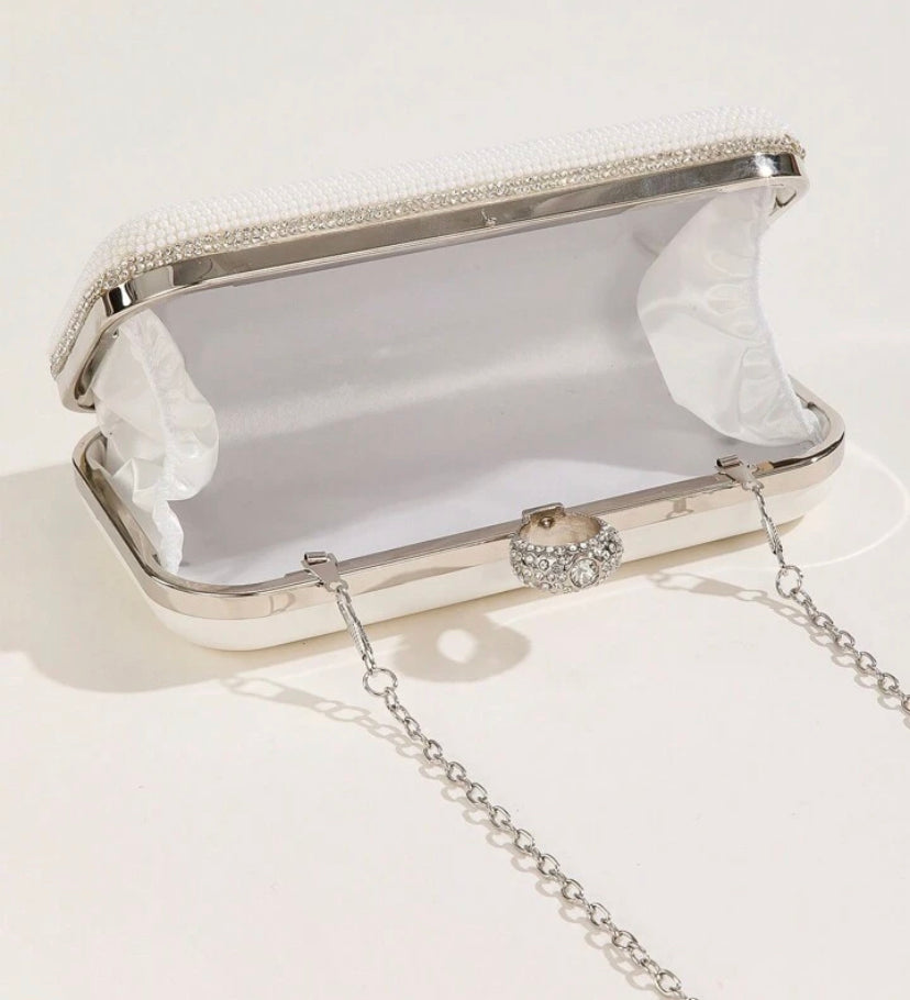 I Do Embellished Clutch Bag with Chain Strap